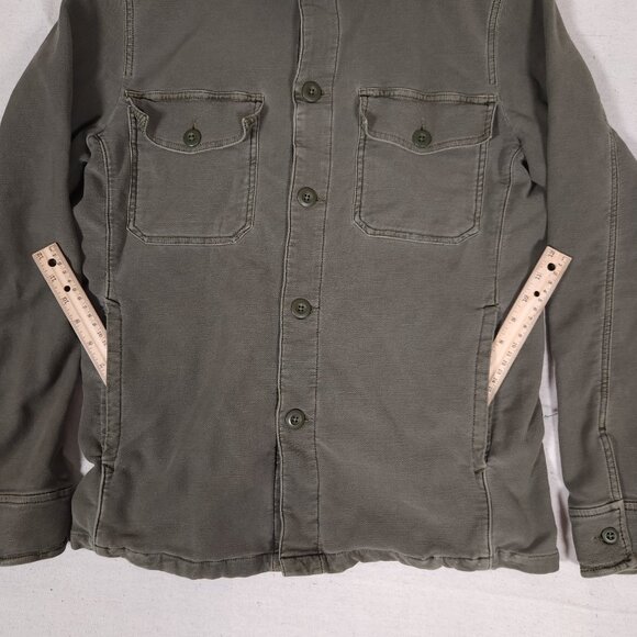 Faherty Shirt Jacket Mens XS Utility Long Sleeve Button Up Pockets Army Green - Picture 10 of 14